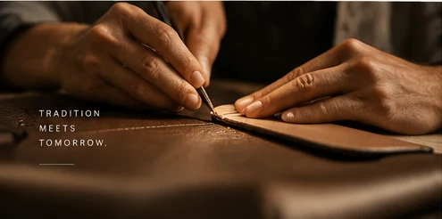 Conceptual artisan leatherworking imagery